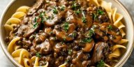 Simple Lentil Mushroom Stroganoff