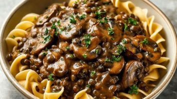 Simple Lentil Mushroom Stroganoff