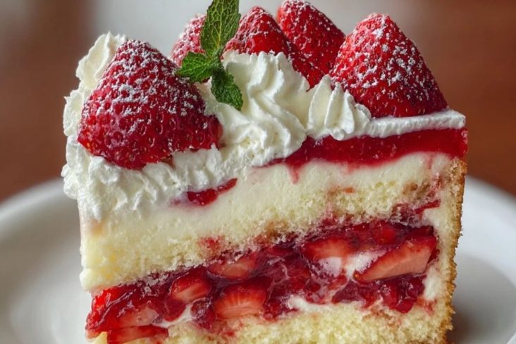Strawberry Shortcake Layered Slice