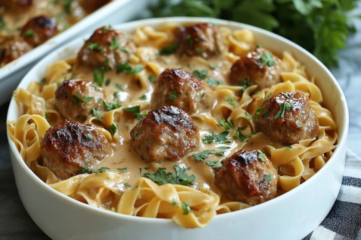 Swedish Meatball Noodle Bake
