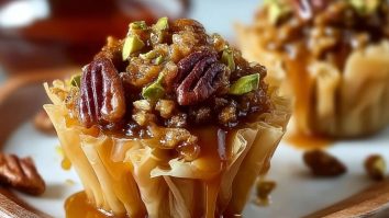 Sweet & Crunchy Pecan Caramel Baklava Cups