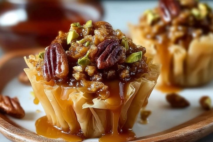 Sweet & Crunchy Pecan Caramel Baklava Cups