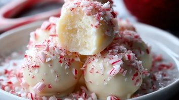 Candy Cane Fudge Snowballs