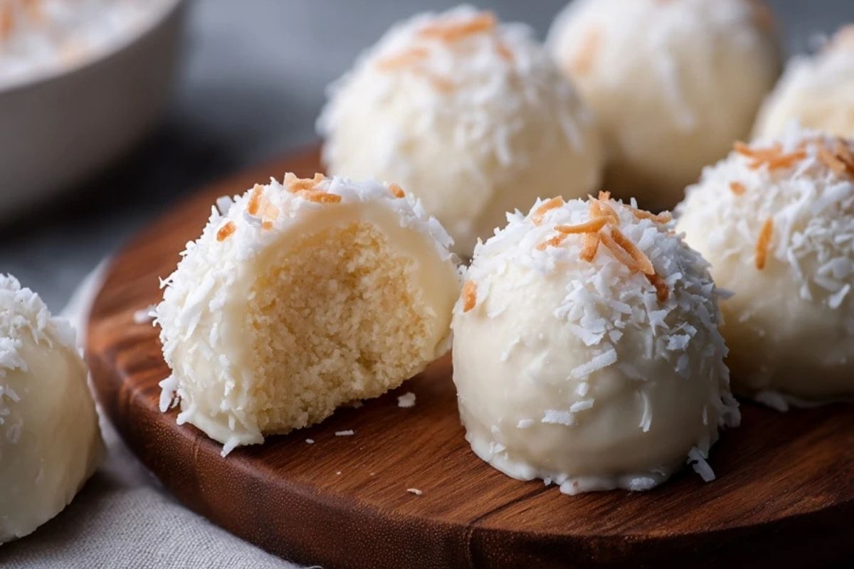 Coconut Snowball Cheesecake Bites