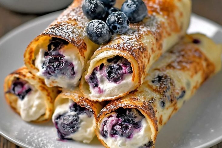 Crispy Keto Blueberry Cream Cheese Roll-Ups