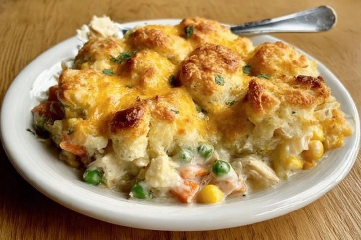 Easy Chicken Cobbler Dinner Casserole (Made with Red Lobster Biscuit Mix)