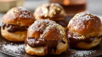 Gold Dusted Chocolate Profiteroles