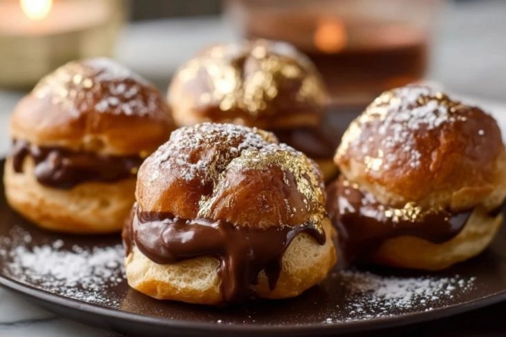 Gold Dusted Chocolate Profiteroles