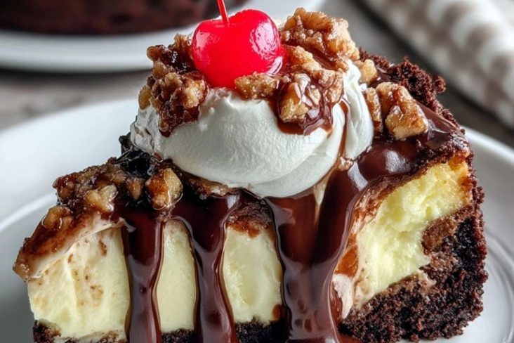 Hot Fudge Sundae Brownie Cheesecake
