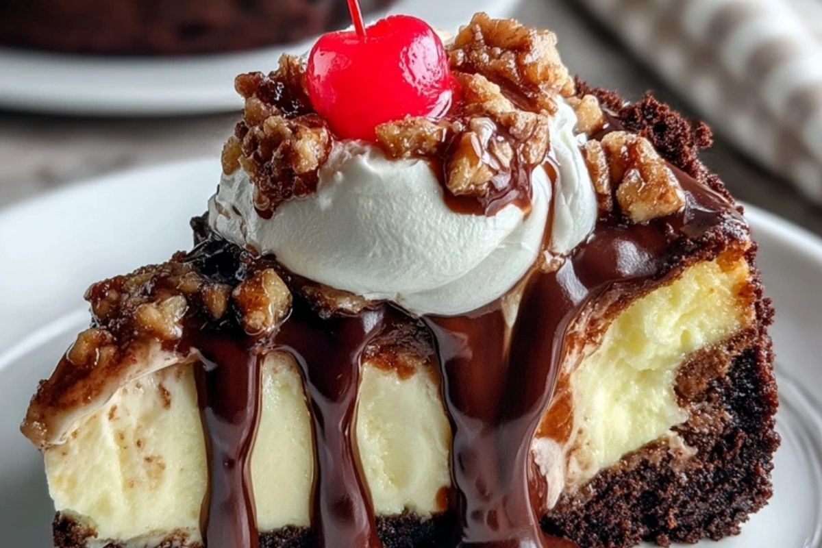 Hot Fudge Sundae Brownie Cheesecake