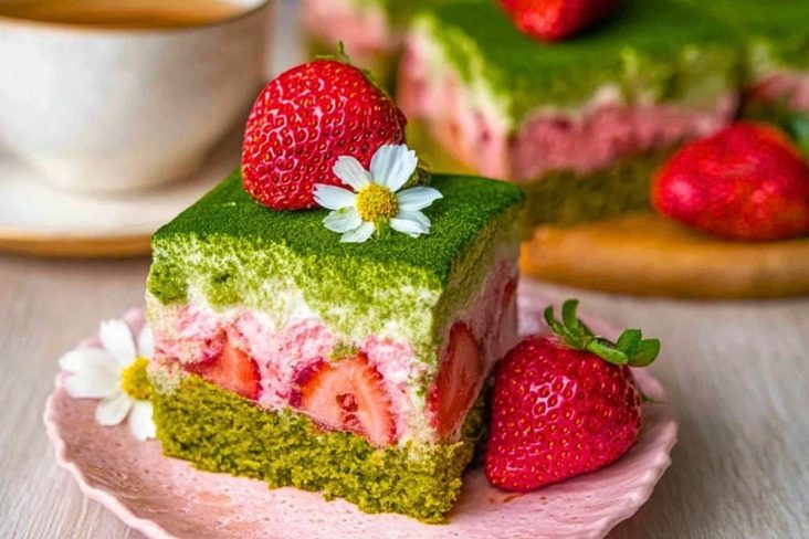 Strawberry Matcha Latte Cake