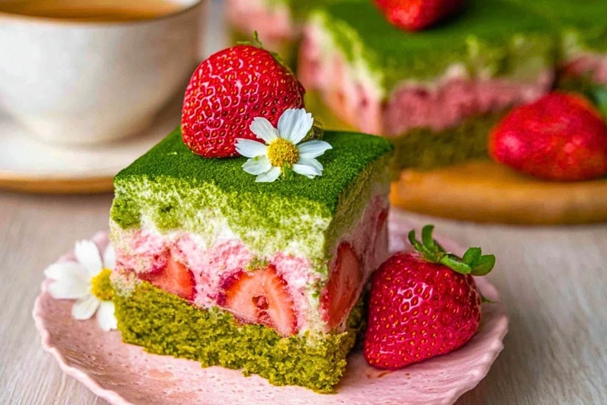 Strawberry Matcha Latte Cake