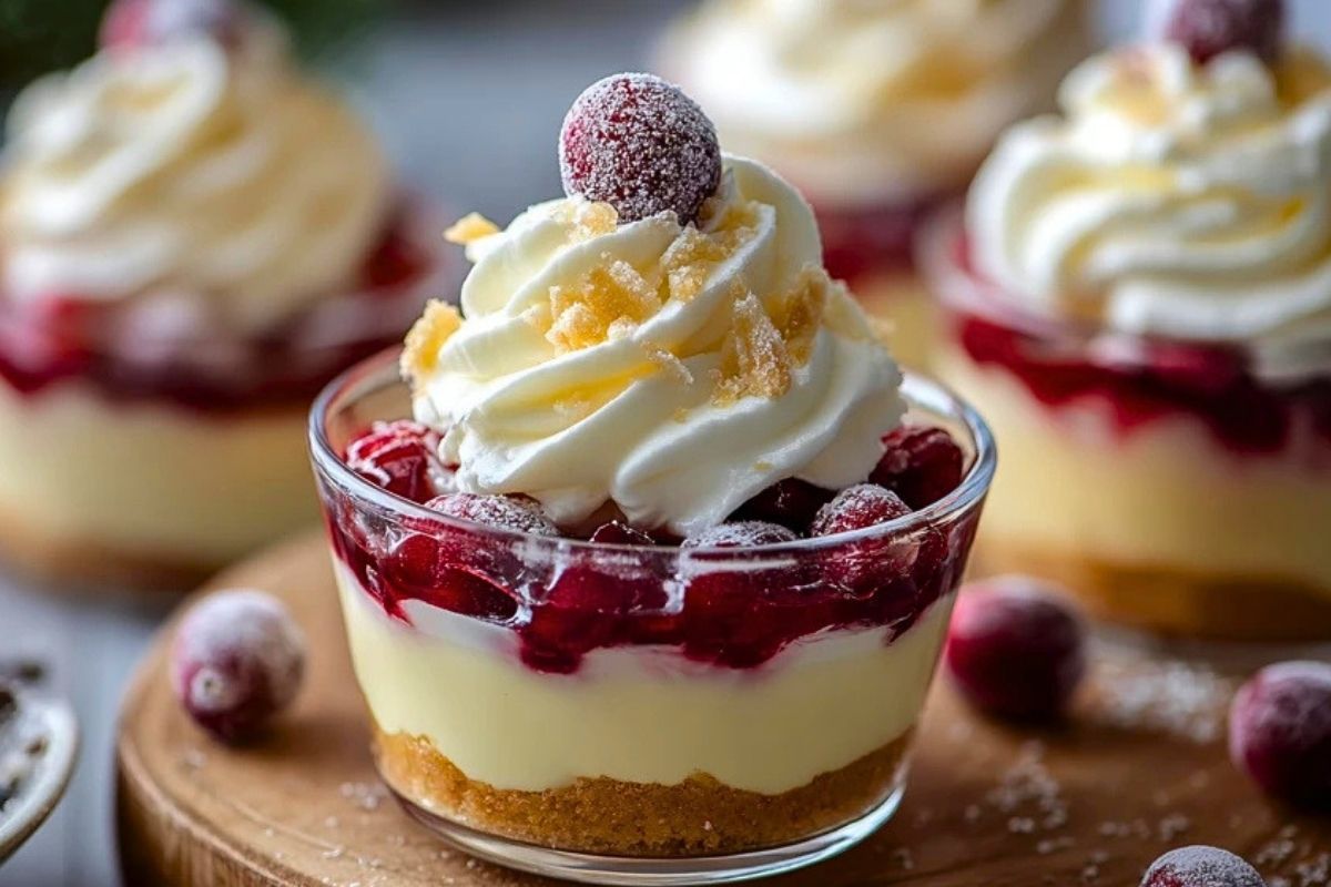 White Chocolate Cranberry Tiramisu Cups