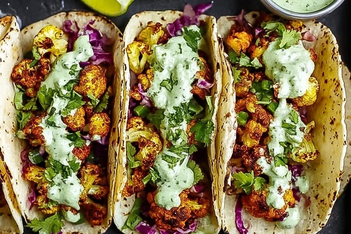 Cauliflower Tacos with Cilantro Lime Crema