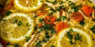 Greek Inspired Lemon Chicken Orzo Soup