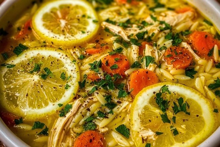 Greek Inspired Lemon Chicken Orzo Soup