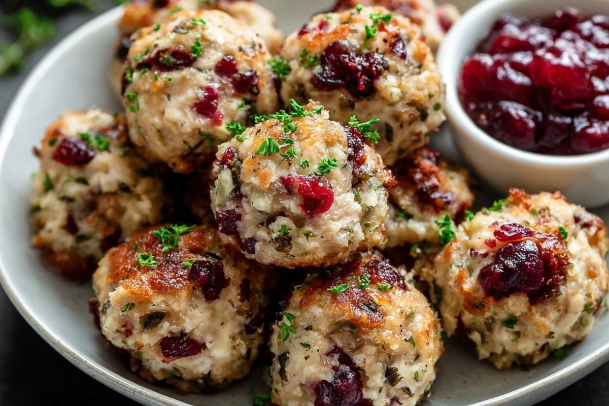 Irresistible Cranberry Turkey Stuffing Balls