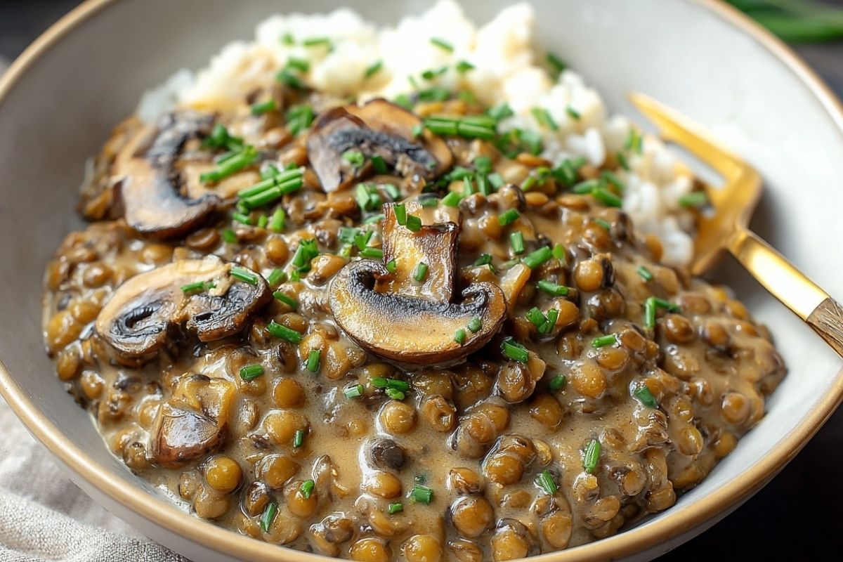 Lentil Mushroom Stroganoff