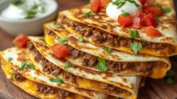 Low Calorie Cheeseburger Quesadilla