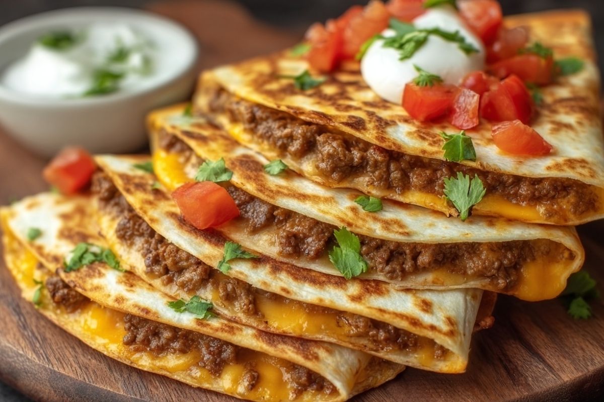 Low Calorie Cheeseburger Quesadilla