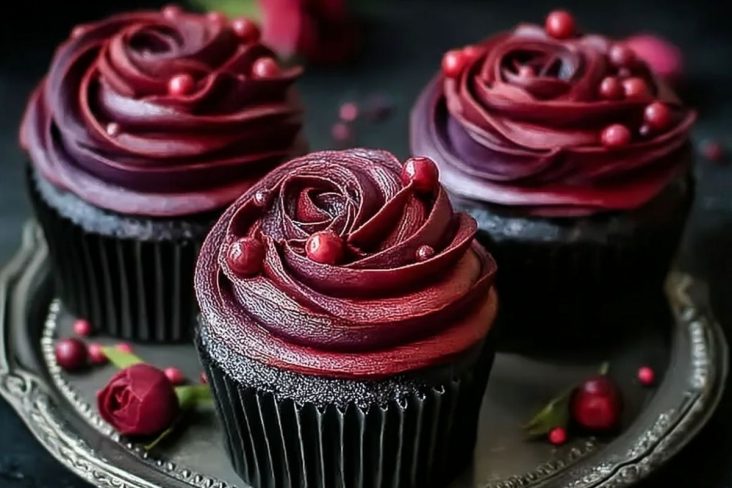 Midnight Rose Garden Cupcakes