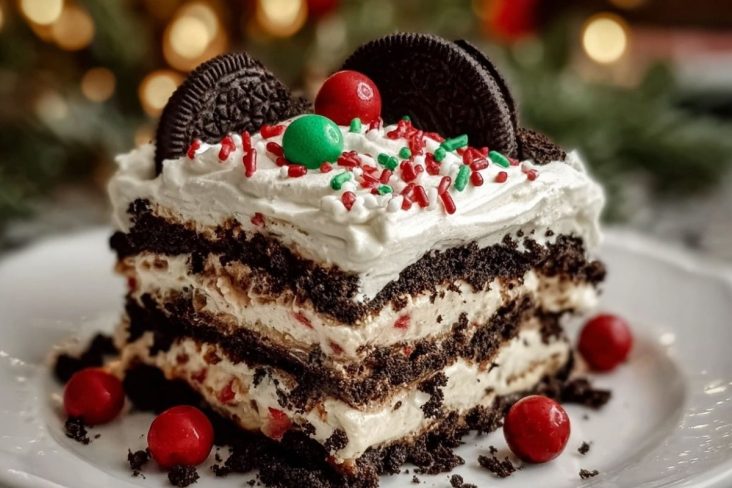 No-Bake Christmas Oreo Lasagna