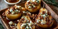 Roasted Pears with Goat Cheese & Maple Walnut Drizzle