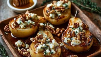Roasted Pears with Goat Cheese & Maple Walnut Drizzle
