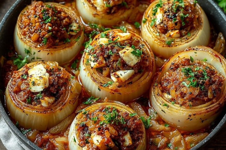 Greek Stuffed Onions
